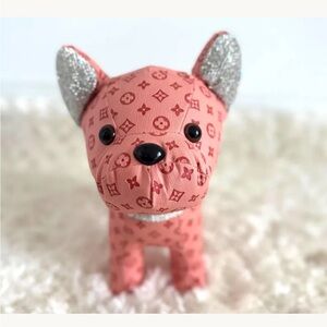 Designer-Style Pink Plush Dog Toy - Luxury Pattern